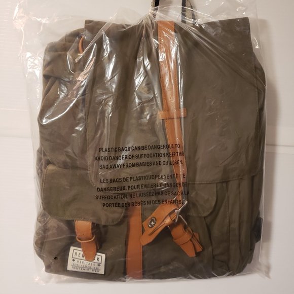 Renwick Rucksack Khaki GREEN 24 Liter canvas laptop sleeve 14"-15.9" Backpack - Picture 2 of 5